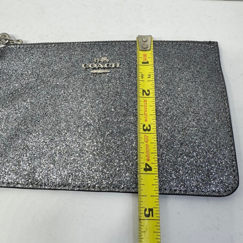 Coach Gunmetal Silver Glitter Wristlet Clutch Wallet #G1595-F64670 July 2015 EUC - Picture 6 of 9